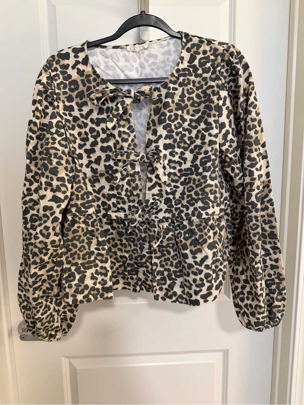 Leopard Print Tie-Front Top